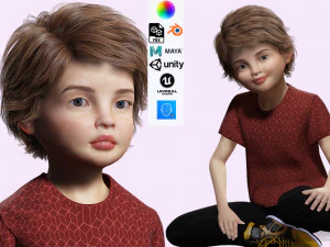 현실적인 소녀 갈색 준비 로우 폴리 3D 모델