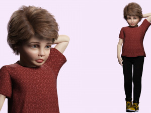 Realistic girl brown Ready Low-poly 3D Модель