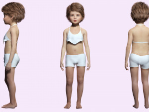 Realistic girl brown Ready Low-poly 3D Модель