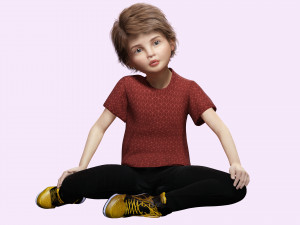 Realistic girl brown Ready Low-poly 3D Модель