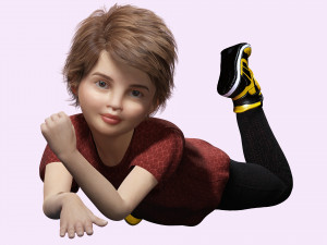 Realistic girl brown Ready Low-poly 3D Модель