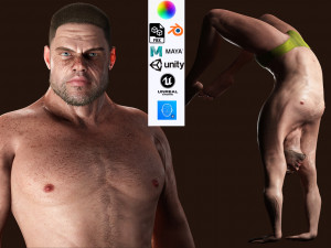 Realistic Man Base Mesh rigged and ready with facial Low-poly free 3D Модель