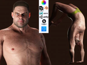 Realistic Man Base Mesh equipada e pronta com facial Low-poly free Modelo 3D