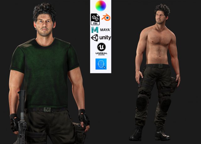 Survival Man Apocalypses Low-poly 3D Model .c4d .max .obj .3ds .fbx .stl .blend 