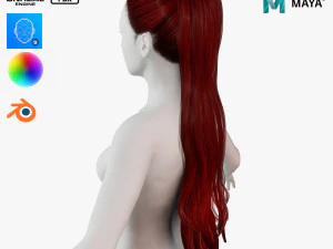 Capelli lunghi femminili realistici colorabili Low-poly Modello 3D