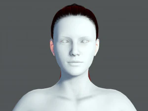 Realistic Female long hair colorable Low-poly 3D Model