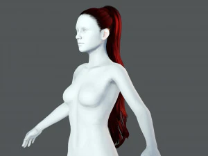 Realistic Female long hair colorable Low-poly 3D Model