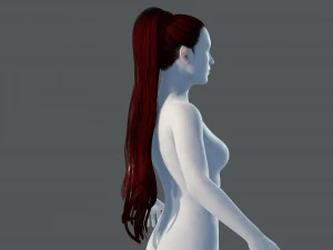 Realistic Female long hair colorable Low-poly 3D Model