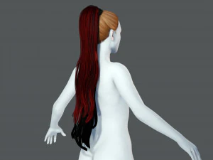 Realistic Female long hair colorable Low-poly 3D Model