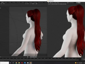 Realistic Female long hair colorable Low-poly 3D Model