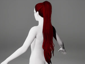 Realistic Female long hair colorable Low-poly 3D Model