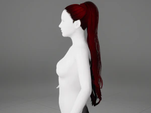 Realistic Female long hair colorable Low-poly 3D Model