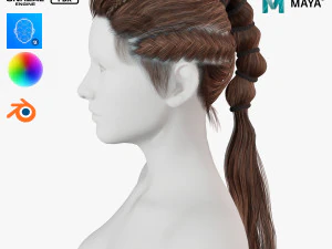 Realistic Hair Braid Viking Realtime Low-poly 3D Model
