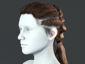 Realistic Hair Braid Viking Realtime Low-poly 3Dモデル