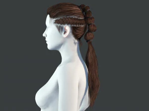 Realistic Hair Braid Viking Realtime Low-poly 3D Model