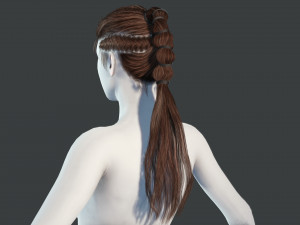 Realistic Hair Braid Viking Realtime Low-poly 3Dモデル