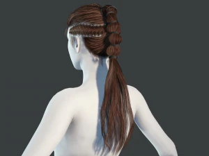 Realistic Hair Braid Viking Realtime Low-poly 3D Model