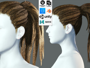 Realistic Dreads Hair Rasta Low-poly free Modello 3D