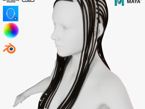 Capelli a treccia realistici Rasta a basso numero di poligoni Modello 3D