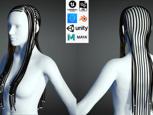 Realistic Braid Hair Rasta Low-poly Model 3D