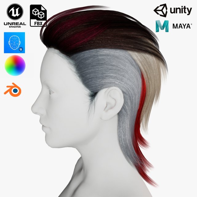Real-time Realistic Hair Low-poly Modèle 3D .c4d .max .obj .3ds .fbx .stl .blend 