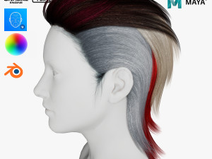 Real-time Realistic Hair Low-poly 3Dモデル