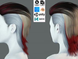 Real-time Realistic Hair Low-poly Modèle 3D