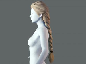 Realtime hair princess braid Long Low-poly 3D Model