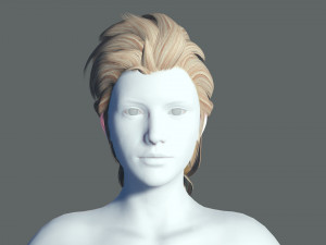 Realtime hair princess braid Long Low-poly 3D Model
