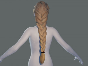 Realtime hair princess braid Long Low-poly 3D Model