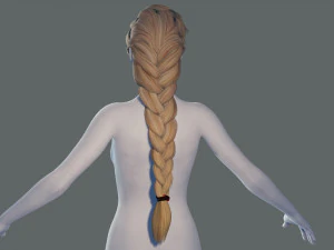Realtime hair princess braid Long Low-poly 3D Model