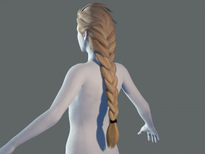 Realtime hair princess braid Long Low-poly 3D Model