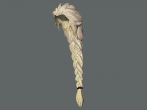 Realtime hair princess braid Long Low-poly 3D Model