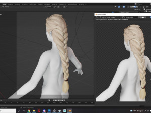 Realtime hair princess braid Long Low-poly 3D Model