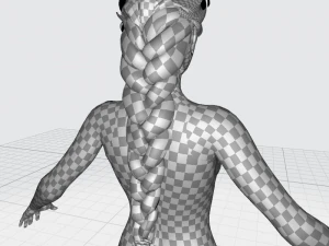 Realtime hair princess braid Long Low-poly 3D Model
