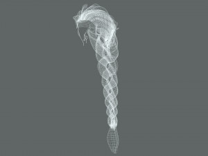 Realtime hair princess braid Long Low-poly 3D Model