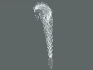 Realtime hair princess braid Long Low-poly 3D Model