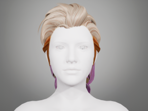 Realtime hair princess braid Long Low-poly 3D Model
