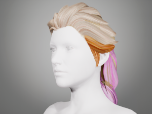 Realtime hair princess braid Long Low-poly 3D Model