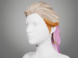 Realtime hair princess braid Long Low-poly 3D Model