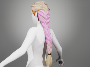 Realtime hair princess braid Long Low-poly 3D Model