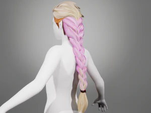 Realtime hair princess braid Long Low-poly 3D Model