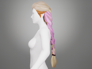 Realtime hair princess braid Long Low-poly 3D Model