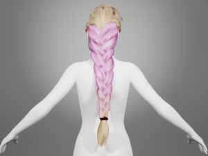 Realtime hair princess braid Long Low-poly 3D Model