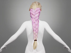 Realtime hair princess braid Long Low-poly 3D Model