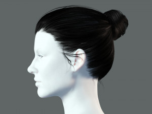 Realistic Female hair low-poly Modello 3D