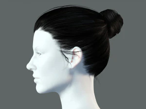 Realistic Female hair low-poly 3D Model