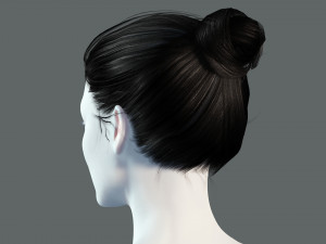 Realistic Female hair low-poly Modello 3D