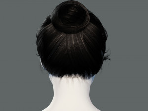 Realistic Female hair low-poly Modello 3D