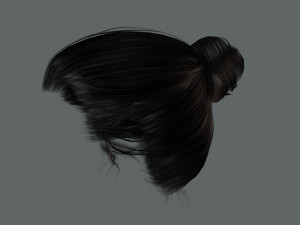 Realistic Female hair low-poly Modello 3D